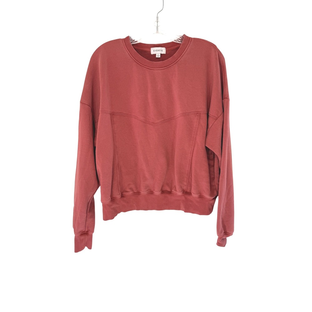 Evereve Anna Sweatshirt Rosewood Crewneck Long Sleeve Basic Casual Large